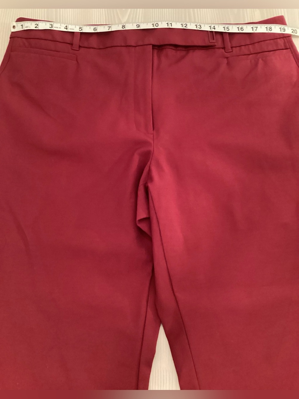 White House Black Market WHBM Slim Cuffed Crop Pants Womens 16 Burgundy Career - Picture 3 of 11